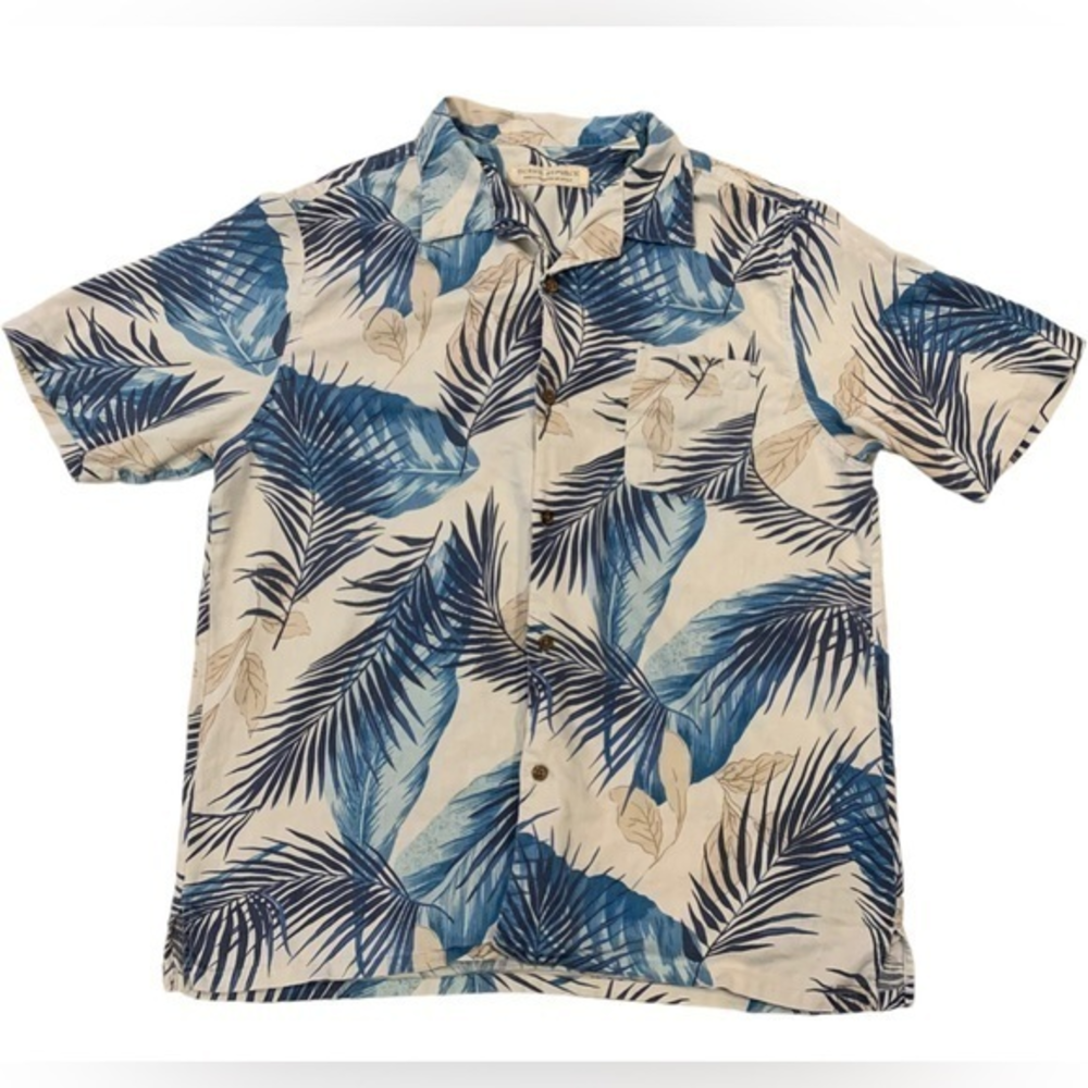 Island Republic Hawaiian‎ Button Down Shirt SUPER SOFT 100% Silk Light Blue 2X